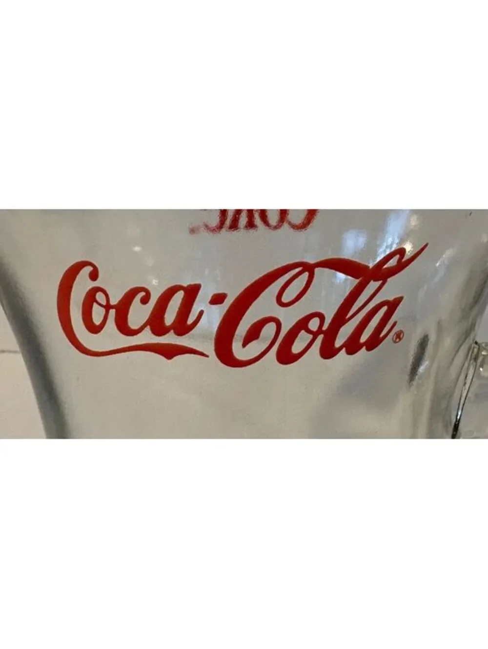 Vintage 1980s Coca-Cola Clear Glass 64oz Pitcher with Ice Lip Spout